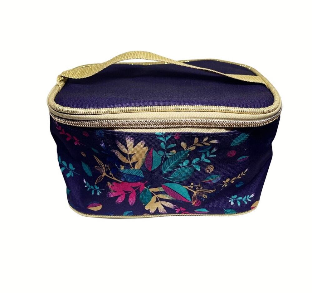 La Gacilly France Flowered Make Up / Travel Pouch Bag Zippered Pouch -NEW Purple